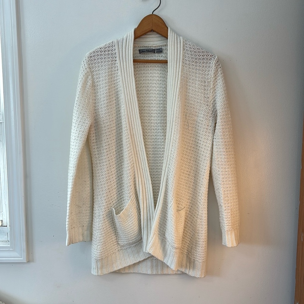 jason maxwell Open Front Cream Knit Cardigan
